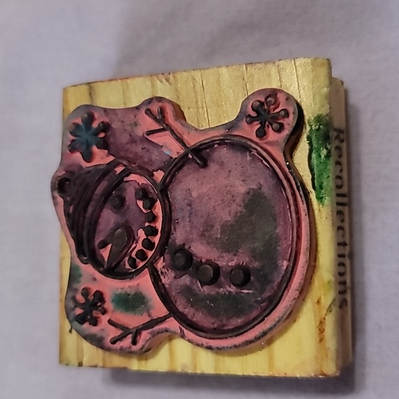 Cartoon Snowman Wooden Rubber Stamp - Picture 2 of 4